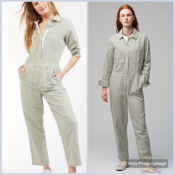 Outerknown Station Jumpsuit Olive Green Striped Size S/P - Picture 1 of 16
